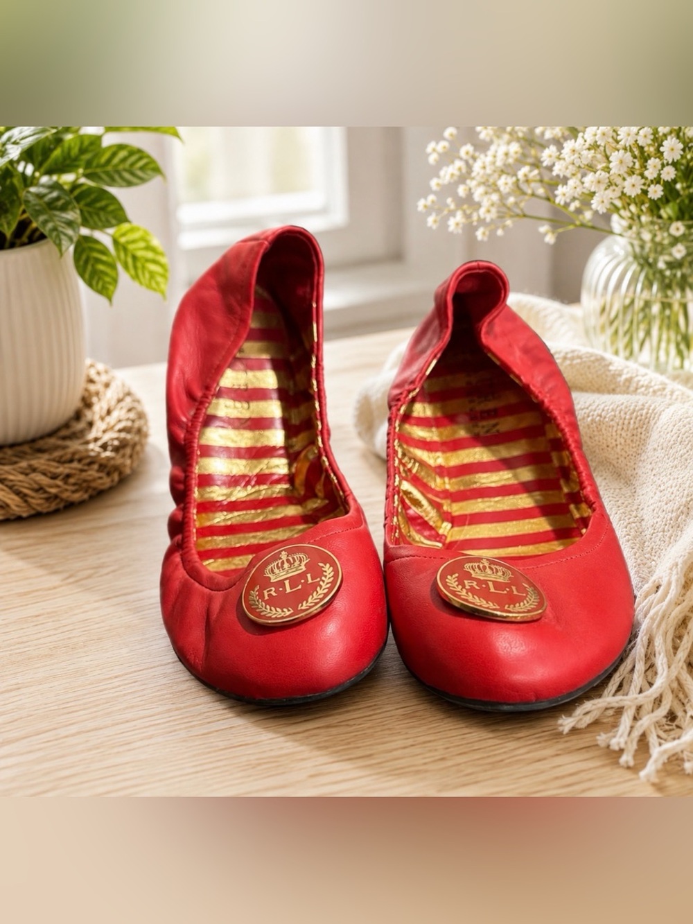 Lauren ralph Lauren R.L.L Red Brittany Ballet Flats size 7.5